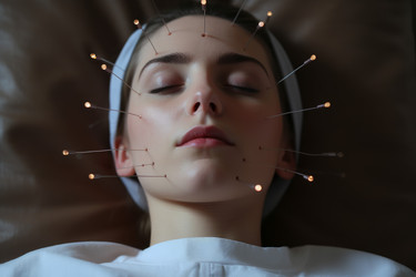 Молодая женщина сталкивается с альтернативой иглоукалыванию. Генерировать искусственный интеллект - yliv