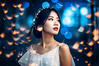 Китайская модель в белом платье. Генерировать искусственный интеллект - yliv