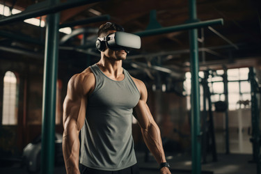 Современный тренажерный зал Man vr glass. Спортивный цифровой. Генерировать искусственный интеллект - yliv
