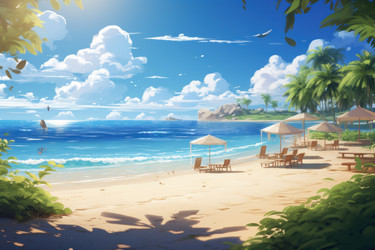 Аниме-визуальная новелла Beach sunlight. Генерировать искусственный интеллект - yliv