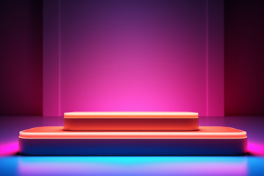 Неоновый подиум фиолетового цвета. Рендеринг моды. Генерировать искусственный интеллект - yliv