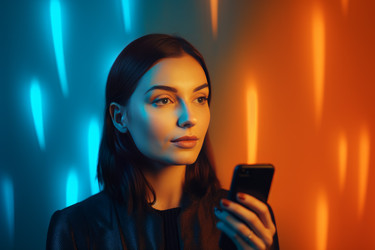 Женский смартфон с подсветкой. Генерировать искусственный интеллект - yliv