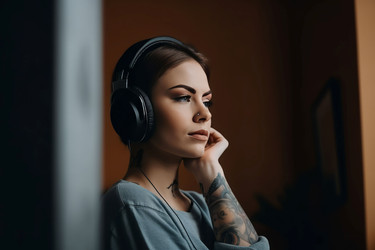 Наушники женщины с татуировкой. Генерировать искусственный интеллект - yliv