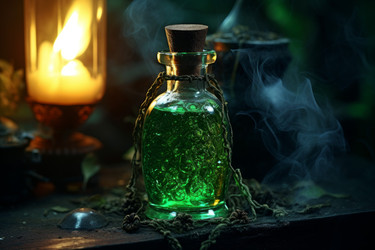 Фляжка с зеленым дымом. Вода газовая. Генерировать искусственный интеллект - yliv