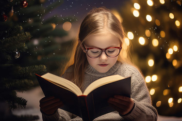 Девочка-ребенок читает книгу. История дома. Генерировать искусственный интеллект - yliv