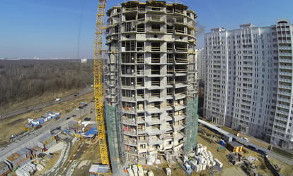 москва, россия - 25 марта 2014 г.: вид строительства с высоты птичьего полета - paha_l