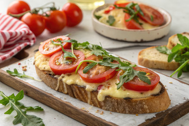 Вкусный открытый бутерброд с плавленым сыром и свежими помидорами - RomanZ