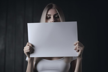 Женщина протягивает пустой лист бумаги. Генерировать искусственный интеллект - yliv