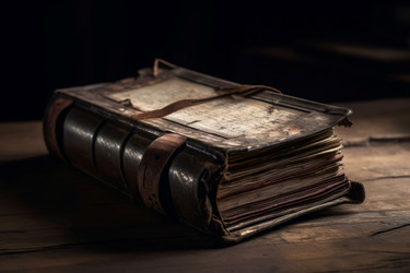 Старинная книга на деревянном столе. Учеба в возрасте. Генерировать искусственный интеллект - yliv