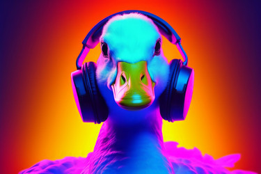 В наушниках Goose слушают музыку. Генерировать искусственный интеллект - yliv