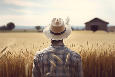 Американский фермер пшеницы поля постоянного. Farm человека. Генерировать искусственный интеллект - yliv