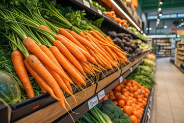 яркая витрина со свежими овощами в продуктовом магазине во второй половине дня - RomanZ
