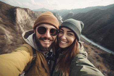 Селфи пары в горах. Генерировать искусственный интеллект - yliv