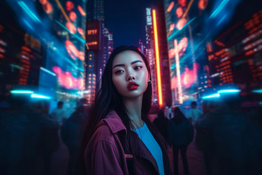 Неоновая китаянка. генерировать искусственный интеллект - yliv