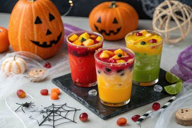 Colorful Halloween Drinks With Pumpkins and Spooky Décor for Festive Celebration - RomanZ
