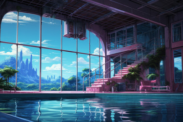 Игра в жанре аниме-визуальной новеллы Pool pink indoor. Генерировать искусственный интеллект - yliv