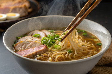 вкуснейший рамен с нежным мясом и свежей зеленью в уютной обстановке - RomanZ