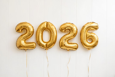 Golden Balloons Displaying the Number 2026 for Celebration Event - RomanZ