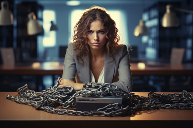 Женщина попыталась покинуть рабочее место. Работа онлайн. Создать ИИ - yliv