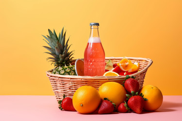 Бутылка напитка из мандарина и манго. Генерировать искусственный интеллект - yliv