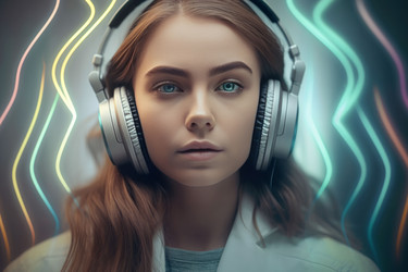 Женщина носить наушники. Генерировать искусственный интеллект - yliv