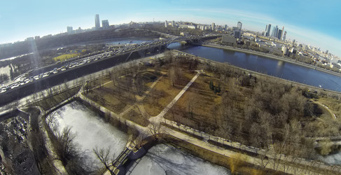 москва, россия - 23 марта 2014 года: вид с высоты птичьего полета на москву-реку - paha_l