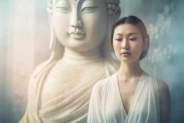 Китаянка одевает будду. Генерировать искусственный интеллект - yliv