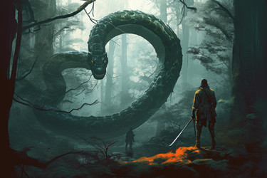 Самурайский змей змеиное существо. Человек искусства. Генерировать искусственный интеллект - yliv
