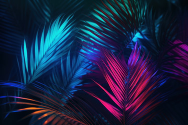 Тропические листья неоновые. Генерировать искусственный интеллект - yliv