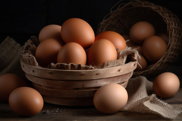 Свежие коричневые яйца. Рынок органических продуктов питания. Генерировать искусственный интеллект - yliv