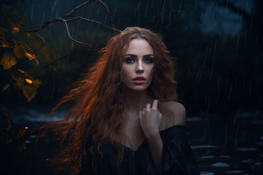 Женщину полил дождь. штормовая природа. генерировать искусственный интеллект - yliv