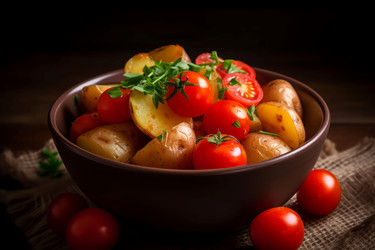 Жареный картофель с помидорами. генерировать искусственный интеллект - yliv