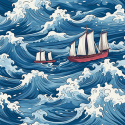 Бесшовный узор морского корабля. Генерировать искусственный интеллект - yliv