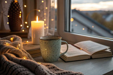 Уютный вечер с чашечкой чая, при свечах и хорошей книгой у окна - RomanZ