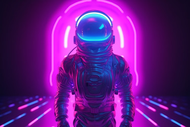 Ретро-неон астронавта. Событие для космонавтов. Генерировать искусственный интеллект - yliv