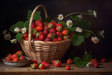 Корзинка с клубникой. Натуральная пища созрела. Генерировать искусственный интеллект - yliv