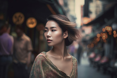 азиатские женщины уличной красоты. генеративный контент - yliv