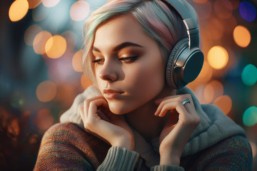 Девушка слушает музыку. Генерация ИИ - yliv