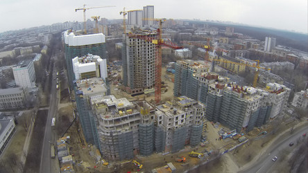 москва, россия - 02 марта 2014 г.: вид строительства с высоты птичьего полета - paha_l