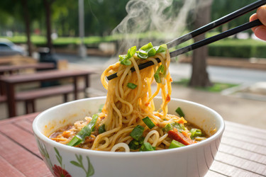 вкуснейшая миска дымящейся лапши, которую можно отведать на открытом воздухе в теплую погоду - RomanZ