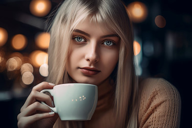 Девушка пьет кофе. Генерировать искусственный интеллект - yliv