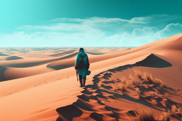 Путешественник по песчаным дюнам. Приключенческая прогулка. Генерировать искусственный интеллект - yliv