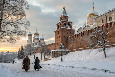Зимняя прогулка возле Исторического Кремля в Москве на закате - RomanZ