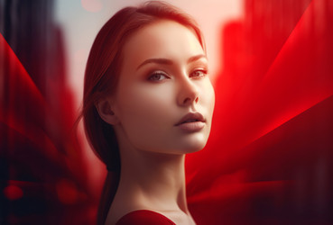 Женщина в красном ощущает вид. Генерировать искусственный интеллект - yliv