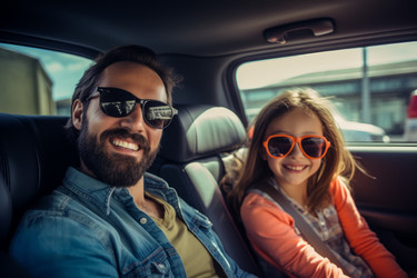 Родители дочери катаются на авто, делают селфи. Генерация ИИ - yliv
