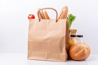 Изделия из бумажных пакетов. Продукты питания на рынке. Генерировать искусственный интеллект - yliv