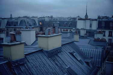 Вид на крыши ночного города. Современный закат. Генерировать искусственный интеллект - yliv