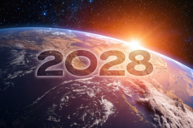 2028 Год С ярким Восходом Солнца над Землей, Наблюдаемым из Космоса - RomanZ