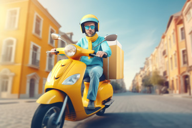 Город доставки на скутере. Генерация ИИ - yliv