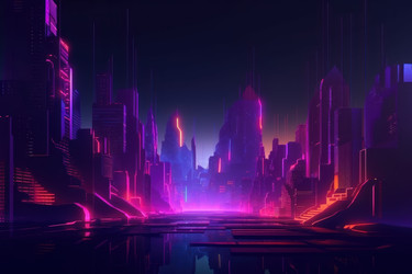Неоновый город киберпанка. Генерировать искусственный интеллект - yliv